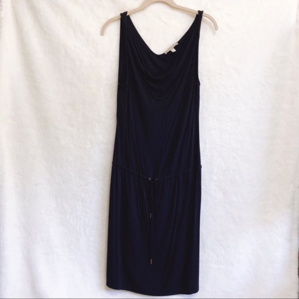 Banana Republic Navy Midi Tied V-Neck Dress - Picture 1 of 13